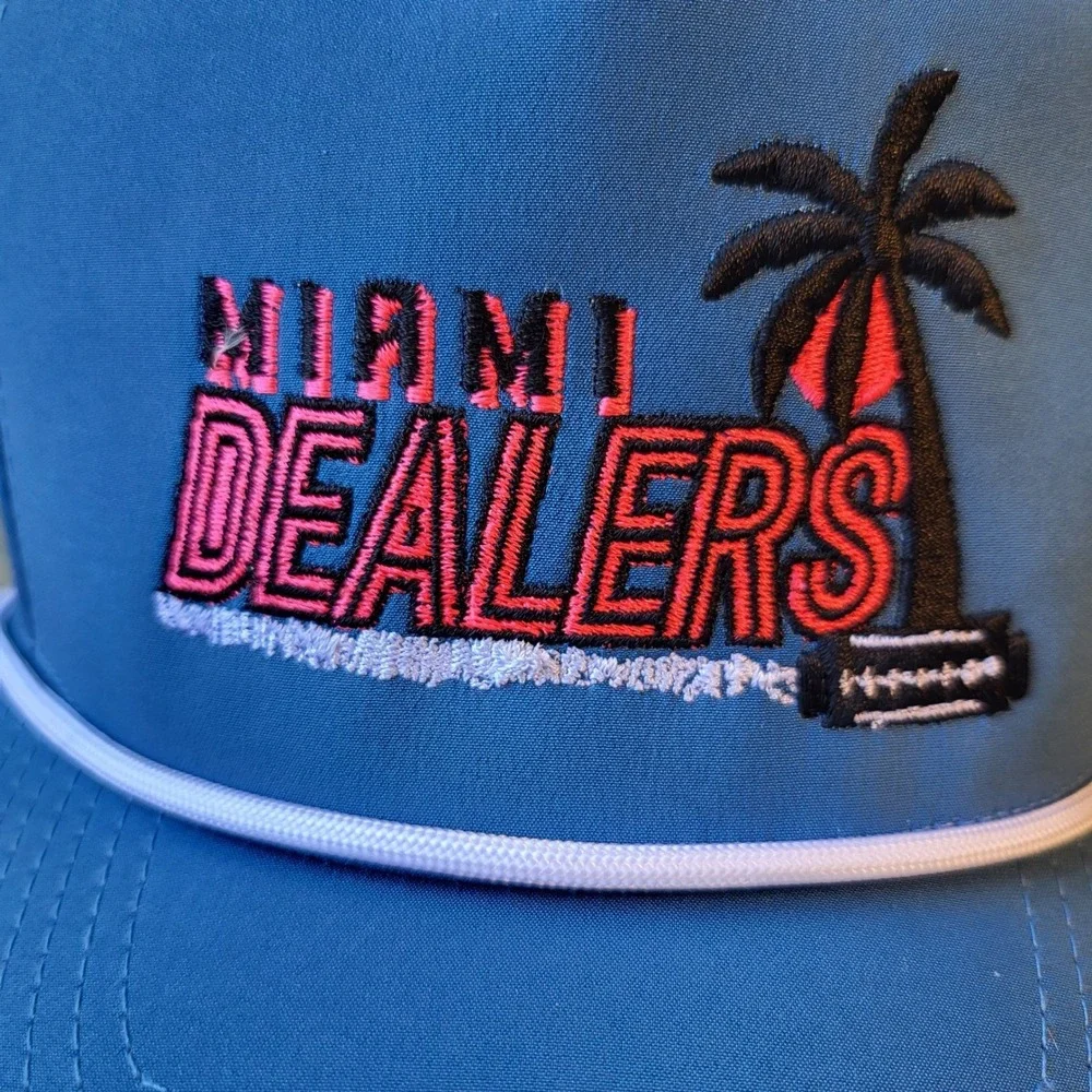 Pacific Headwear P424 Miami Dealers Blue Trucker Hat Rope Snapback Cap OS